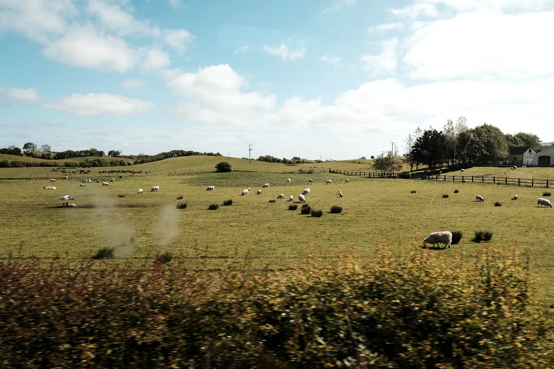 Paisagem campestre da Irlanda sob céu aberto